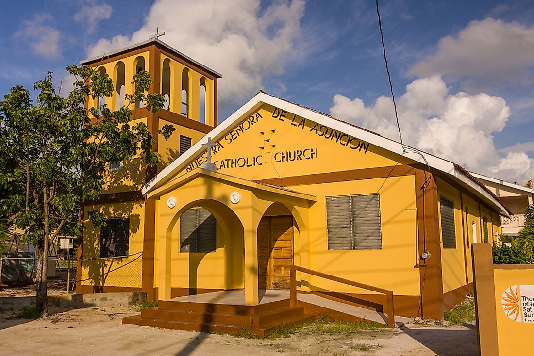 Roman Catholic church in Caye Caulker, Belize.  Editorial credit: Rob Crandall / Shutterstock.com