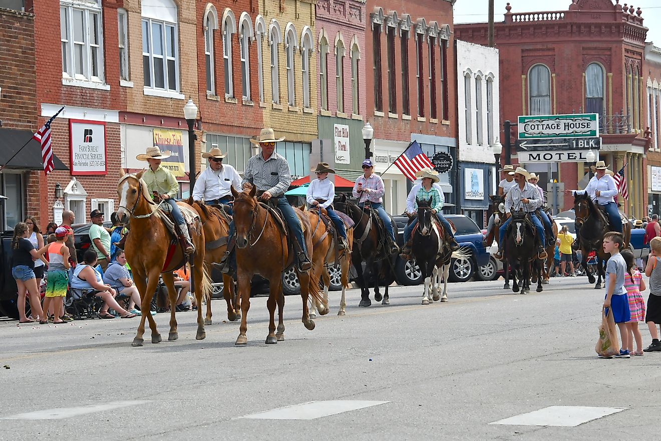 Main Street of Council Grove, Kansas, during the Washunga Days Parade.
