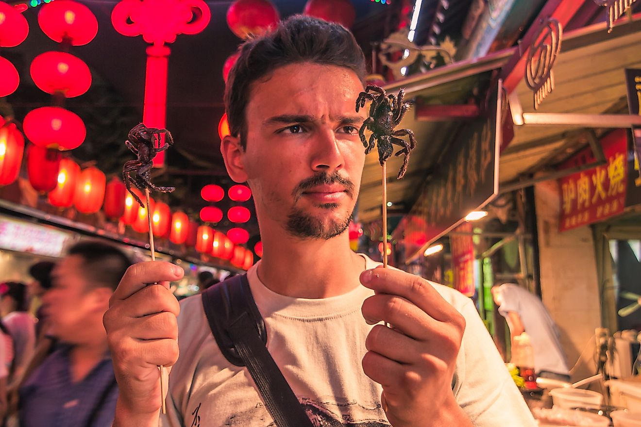 Fried spiders in the Night food market of Wangfujing. Image credit: RPBaiao/Shutterstock.com