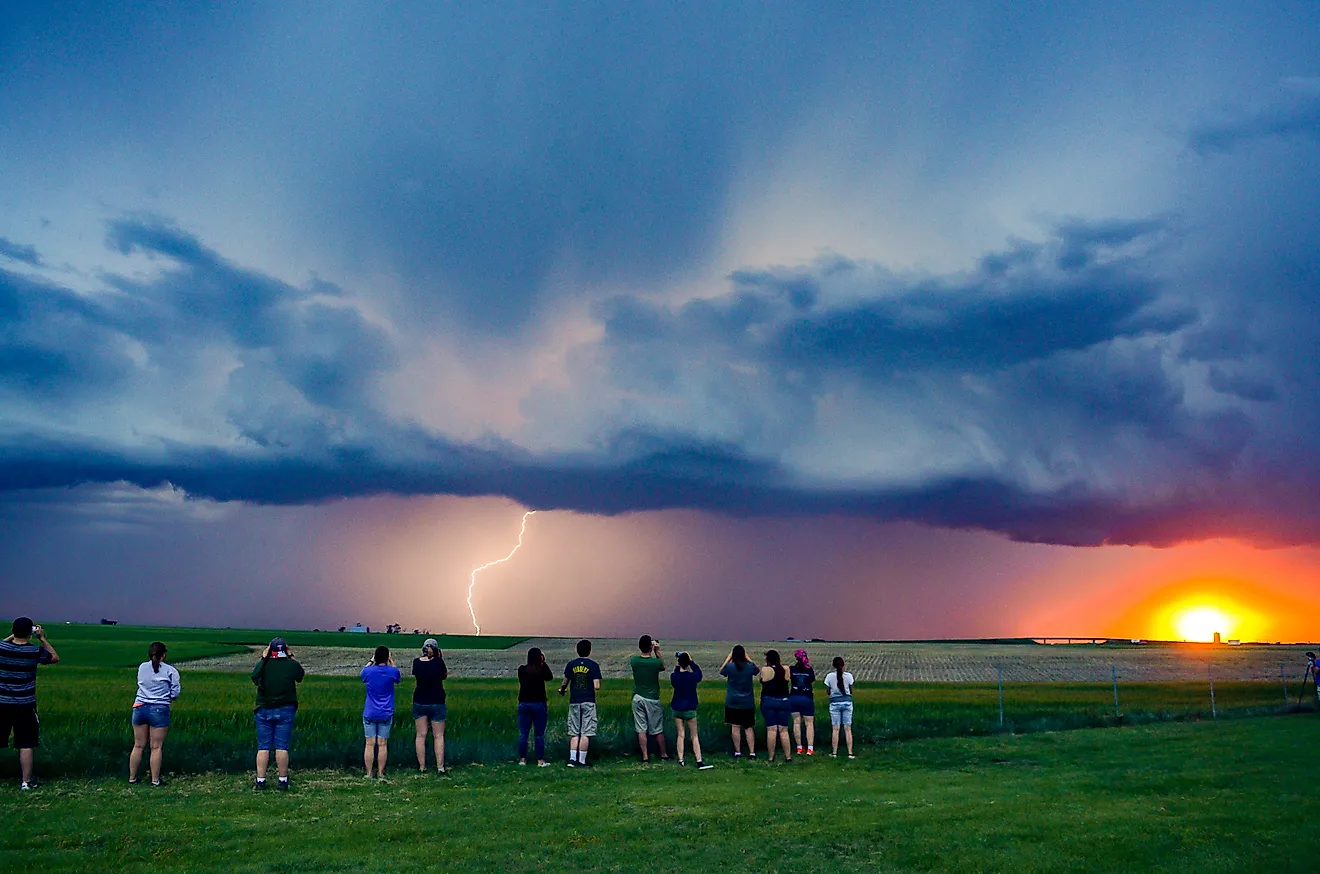 Lightning from an approaching storm in Kansas during a convective field study. Via Shutterstock / Limitless Production Group