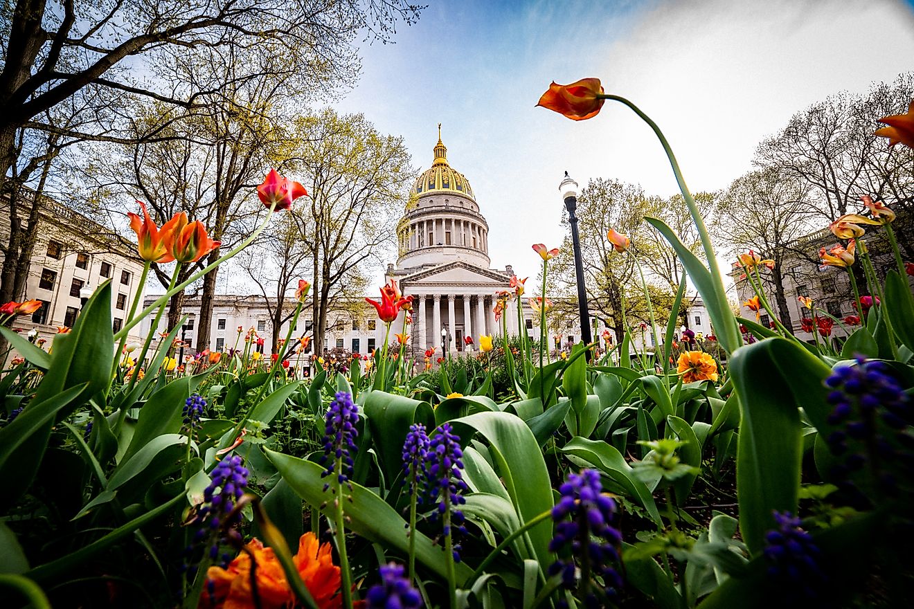 Charleston West Virginia Captiol Building in the Spring. Editorial Photo Credit: Jodie Witmer via Shutterstock.