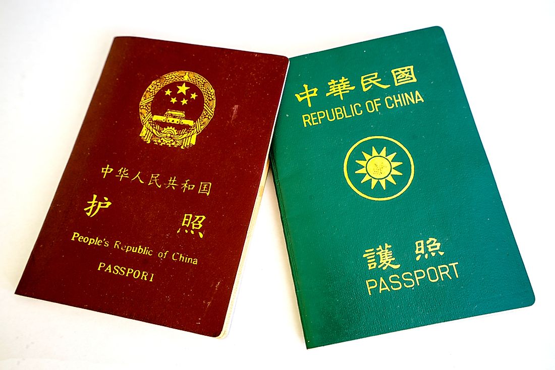 Passports showing the names of both the People's Republic of China and the Republic of China. 