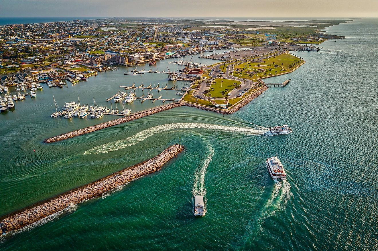 Aerial view of Port Aransas, Texas.