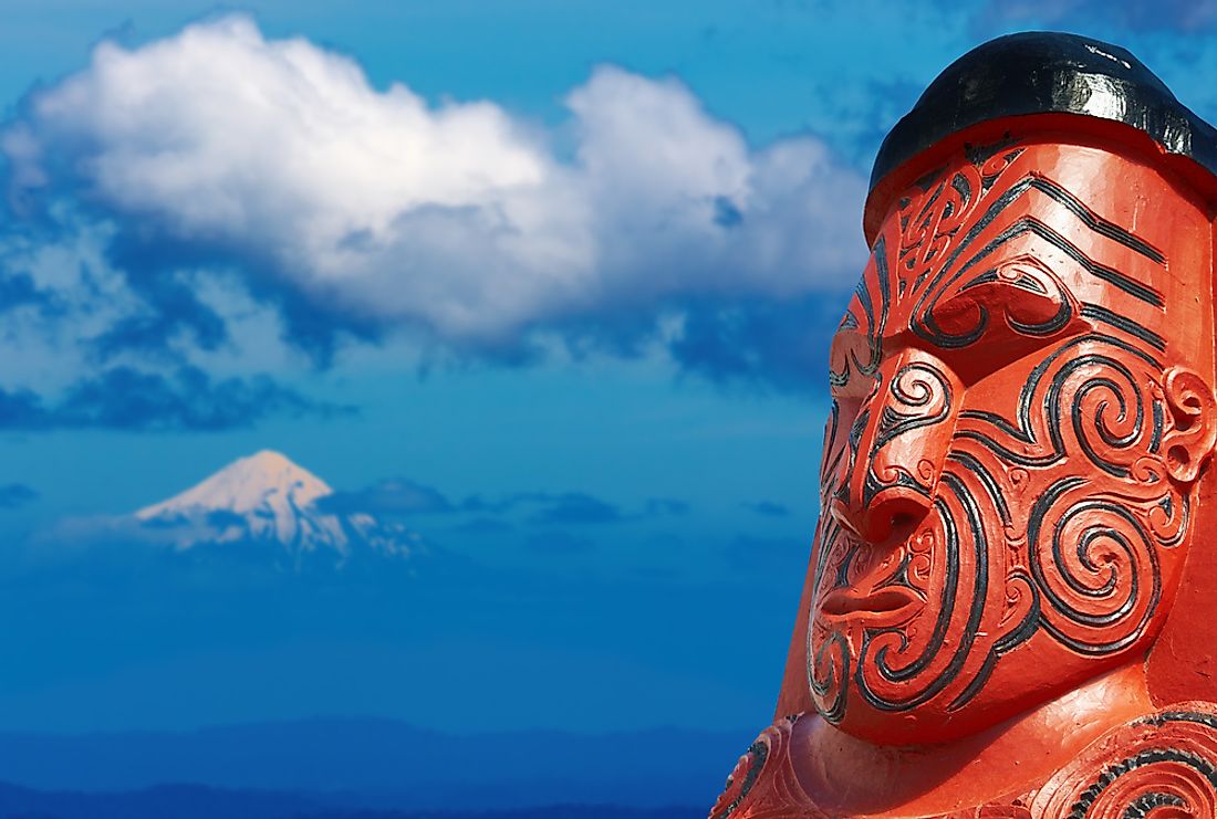 A traditional Māori carving in New Zealand. 