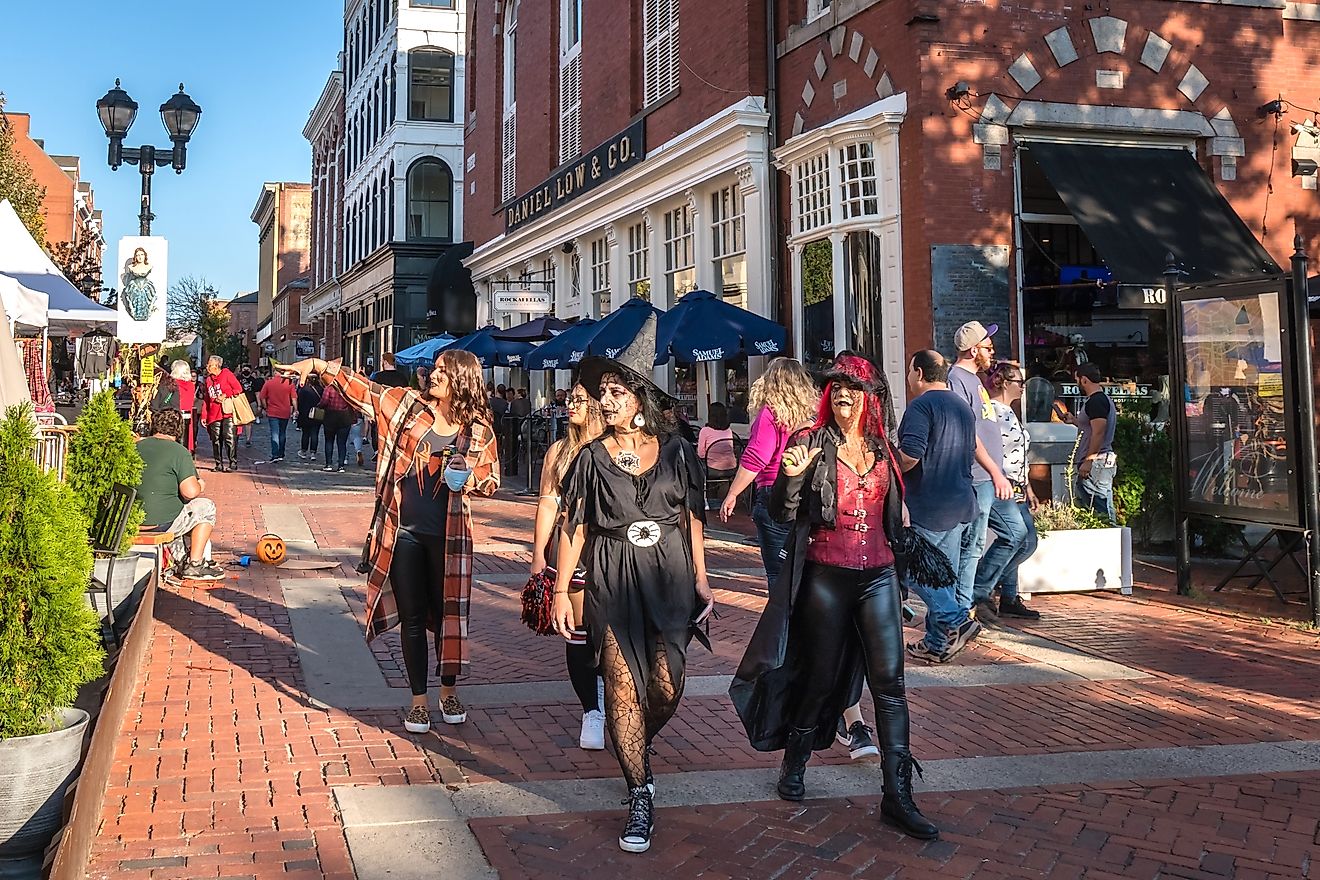 People dressed in costumes at the annual Haunted Happenings event in Salem, Massachusetts. Editorial credit: Heidi Besen / Shutterstock.com.