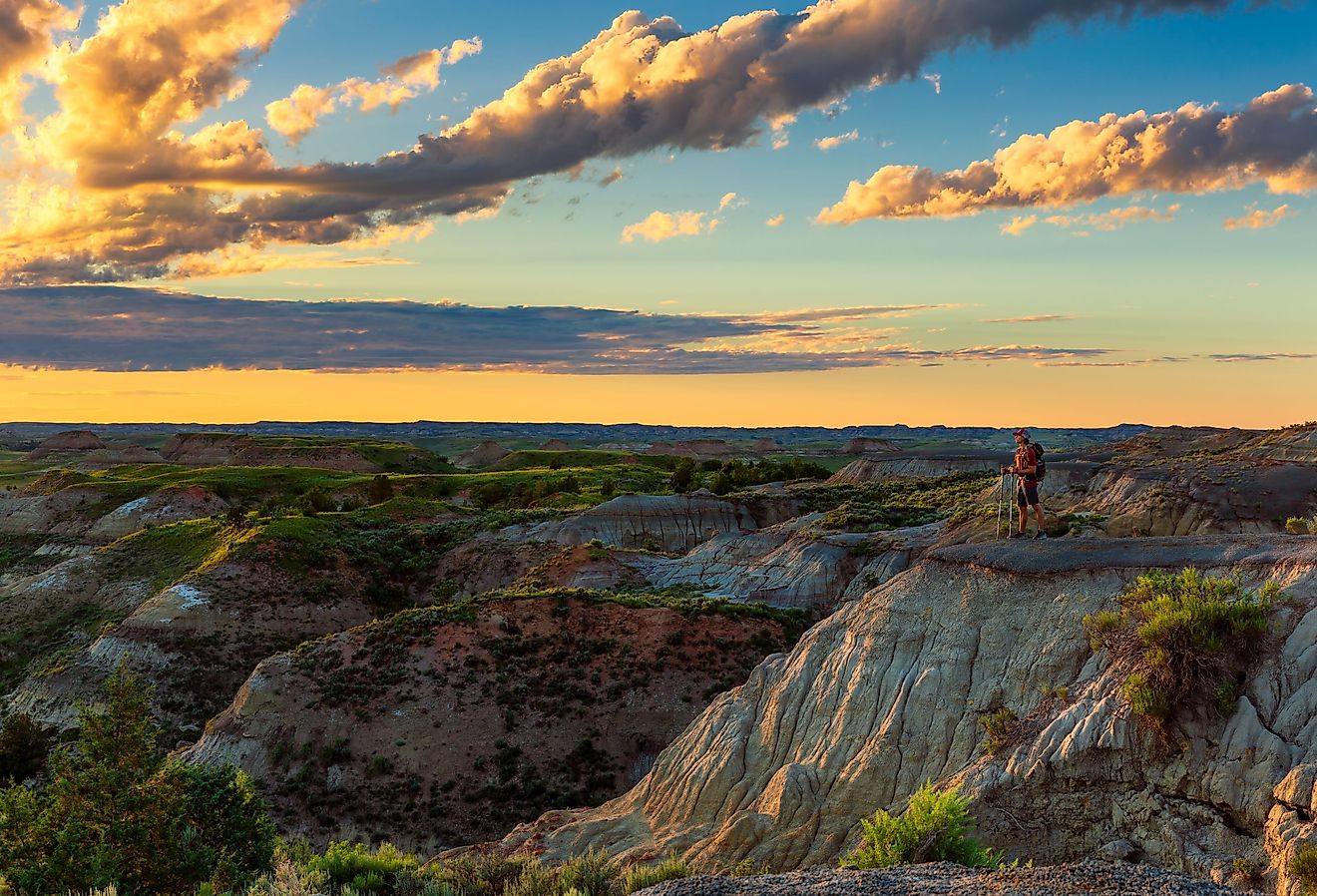 Looking out over the badlands of Theodore Roosevelt National Park, North Dakota