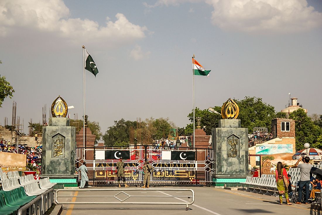 The Wagah border between India and Pakistan.Editorial credit: mimmikhail / Shutterstock.com.