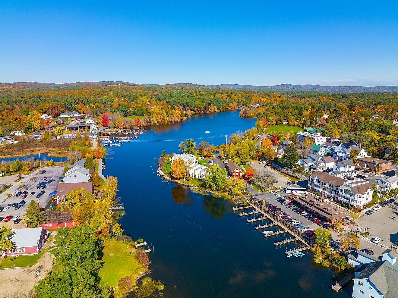 Aerial view of Wolfeboro, New Hampshire.
