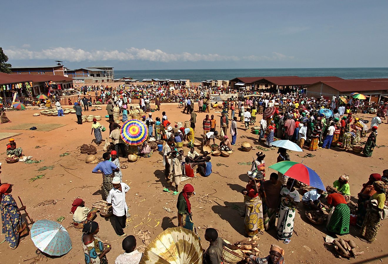 Burundian people at the market, Burundi. Image credit Rostasedlacek via Shutterstock