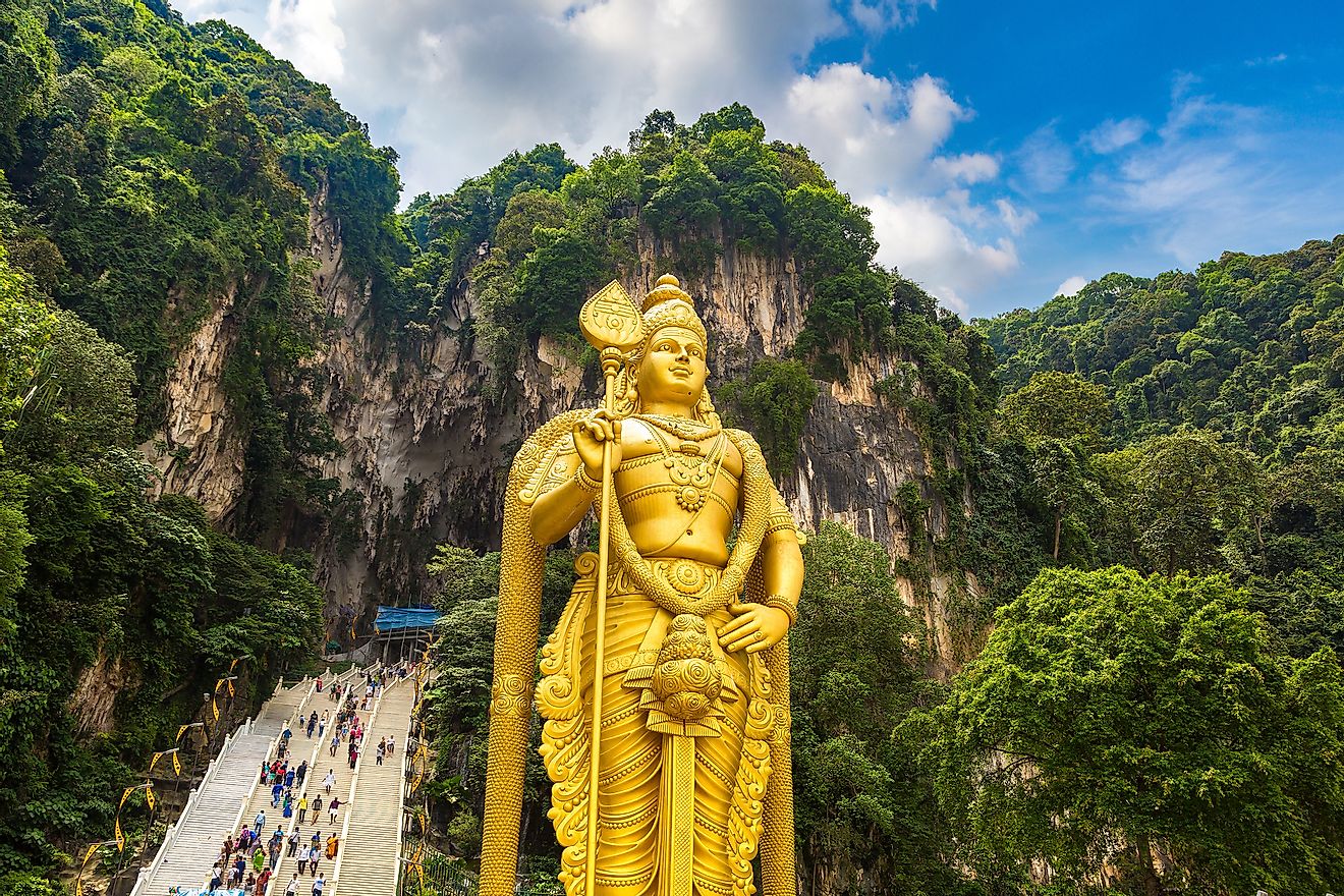Statue of hindu god Murugan at Batu cave in Kuala Lumpur, Malaysia. Image credit: S-F/Shutterstock.com