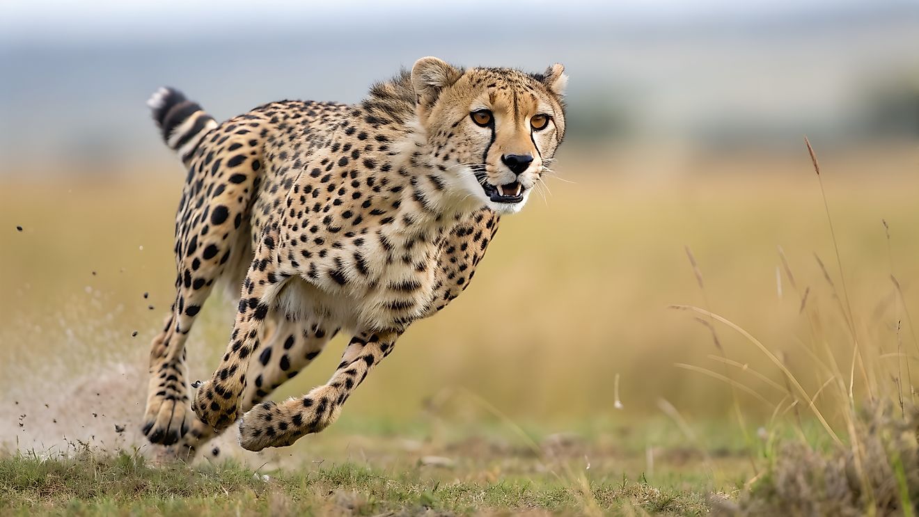 A cheetah in hot pursuit of prey.