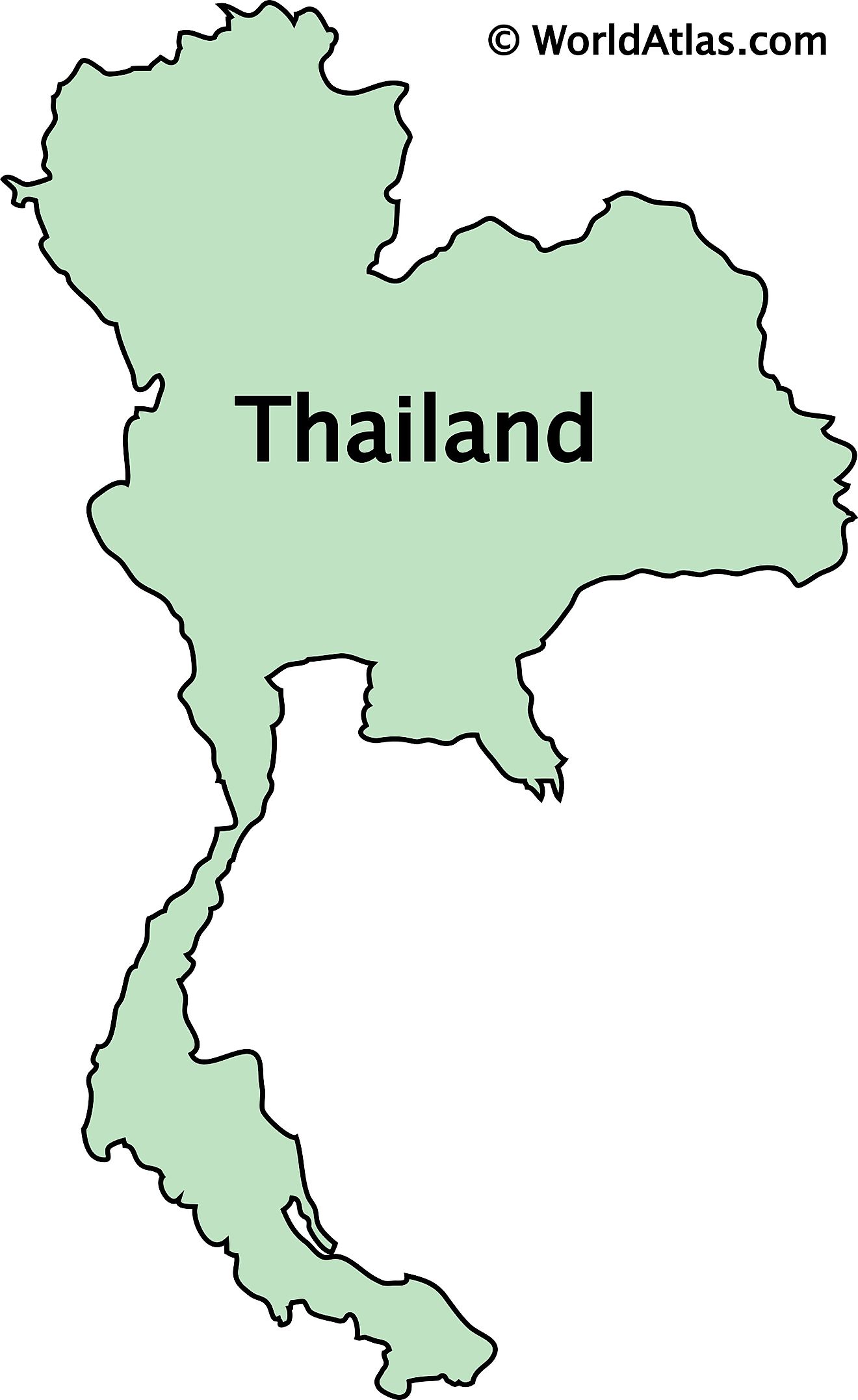 Mapa de contorno de Tailandia