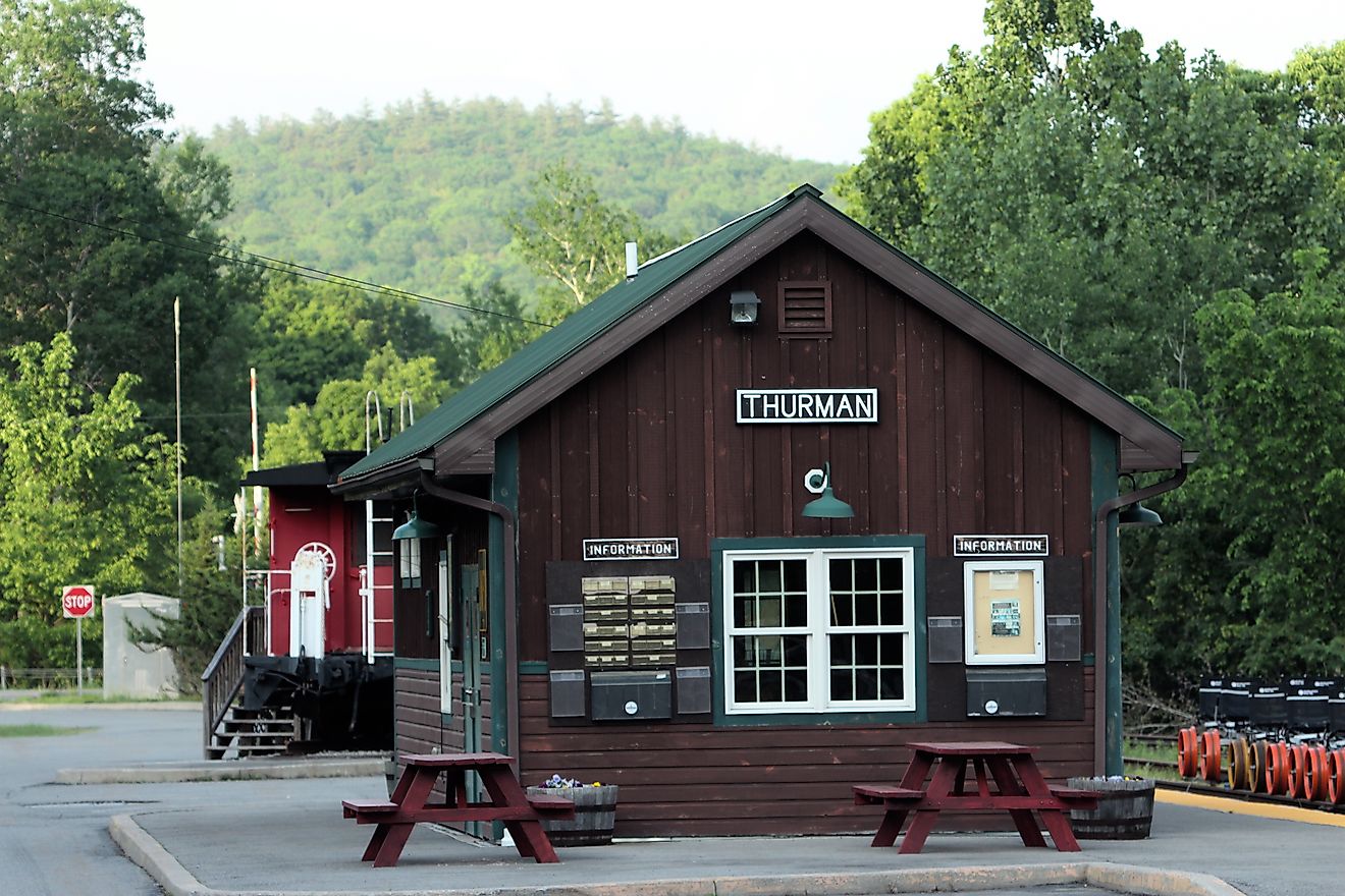Thurman Station, home to the North Creek and Saratoga railway in the town of Thurman, New York. Editorial credit: Wikimedia Commons
