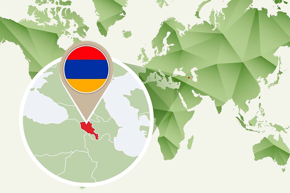 Armenia sits between the Caspian Sea and the Black Sea.