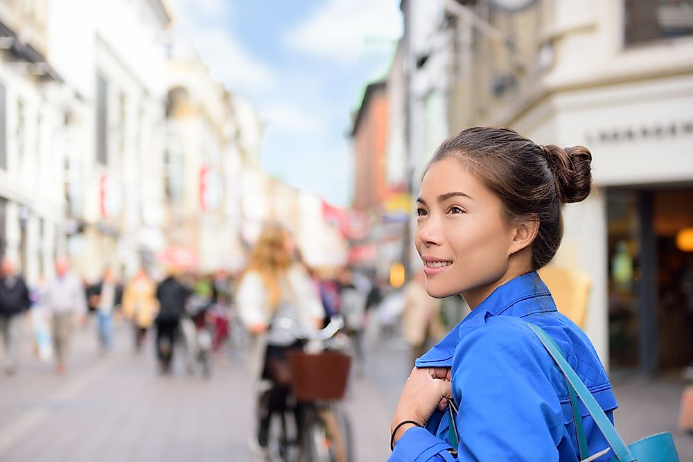 A shopper on the streets of Copenhagen. 