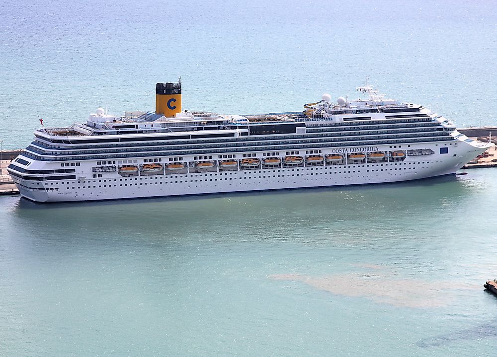 The Costa Concordia, which would sink in 2012, seen here in 2009 in Spain. Editorial credit: Tupungato / Shutterstock.com. 