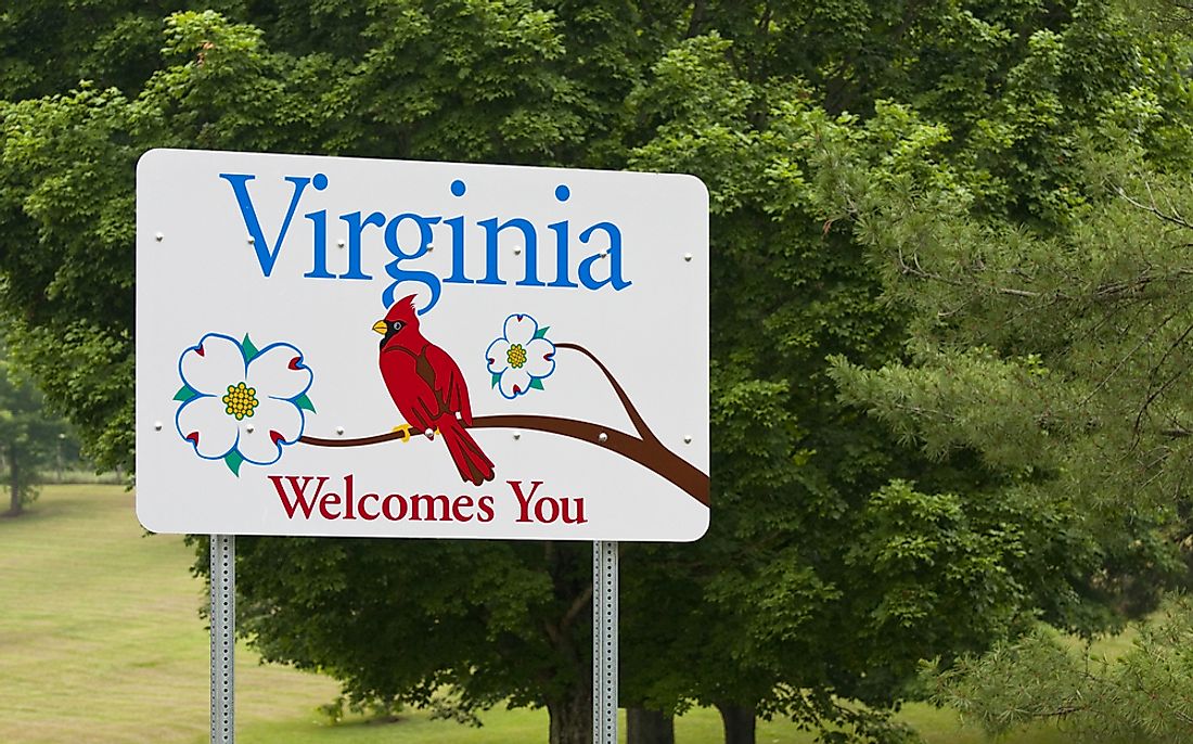 "Welcome to Virginia" sign. 