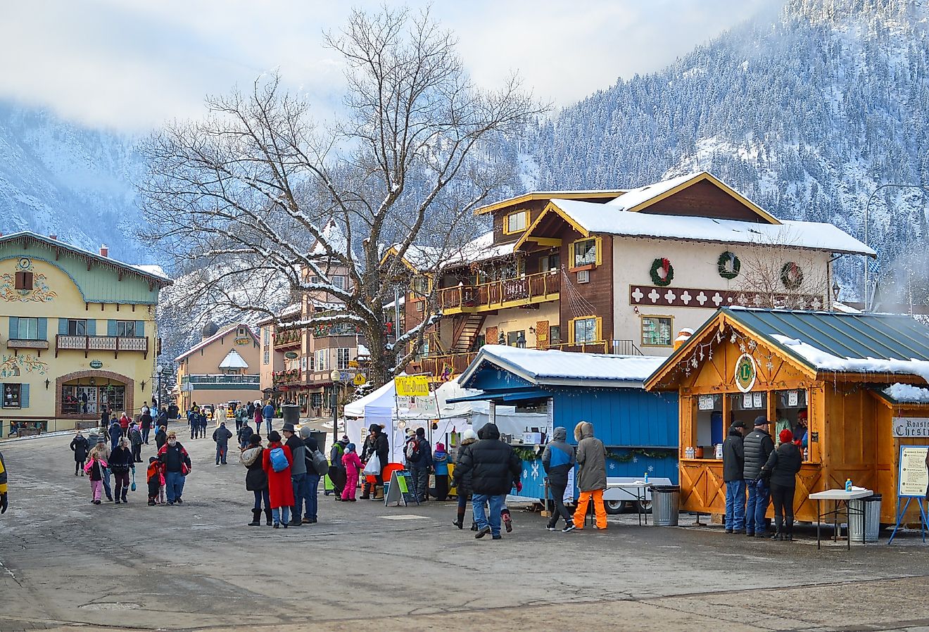 Leavenworth, Washington during the Christmas lighting festival. Image credit Puriwat W via Shutterstock
