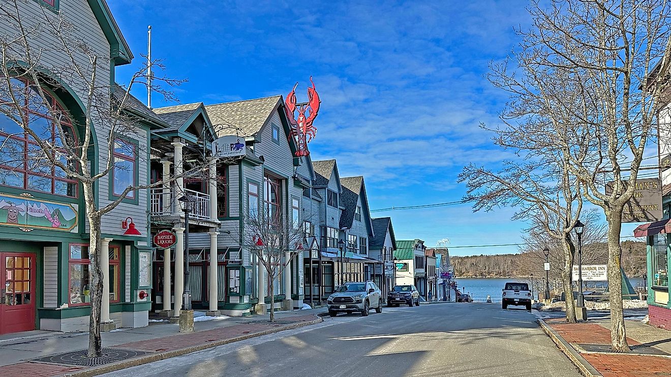 historic downtown in Bar Harbor, Maine