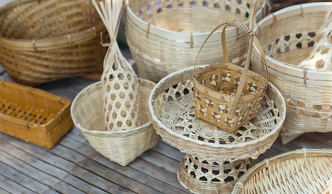 Handmade bamboo and wicker baskets.