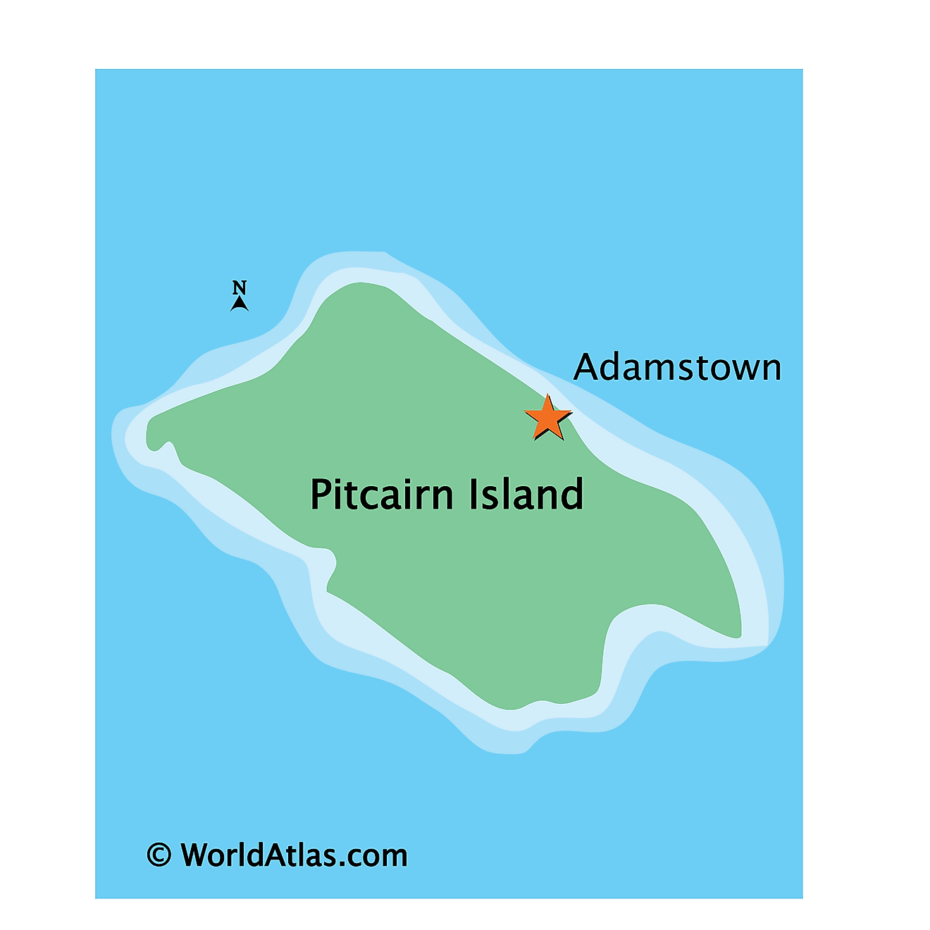 Physical Map of Pitcairn Islands