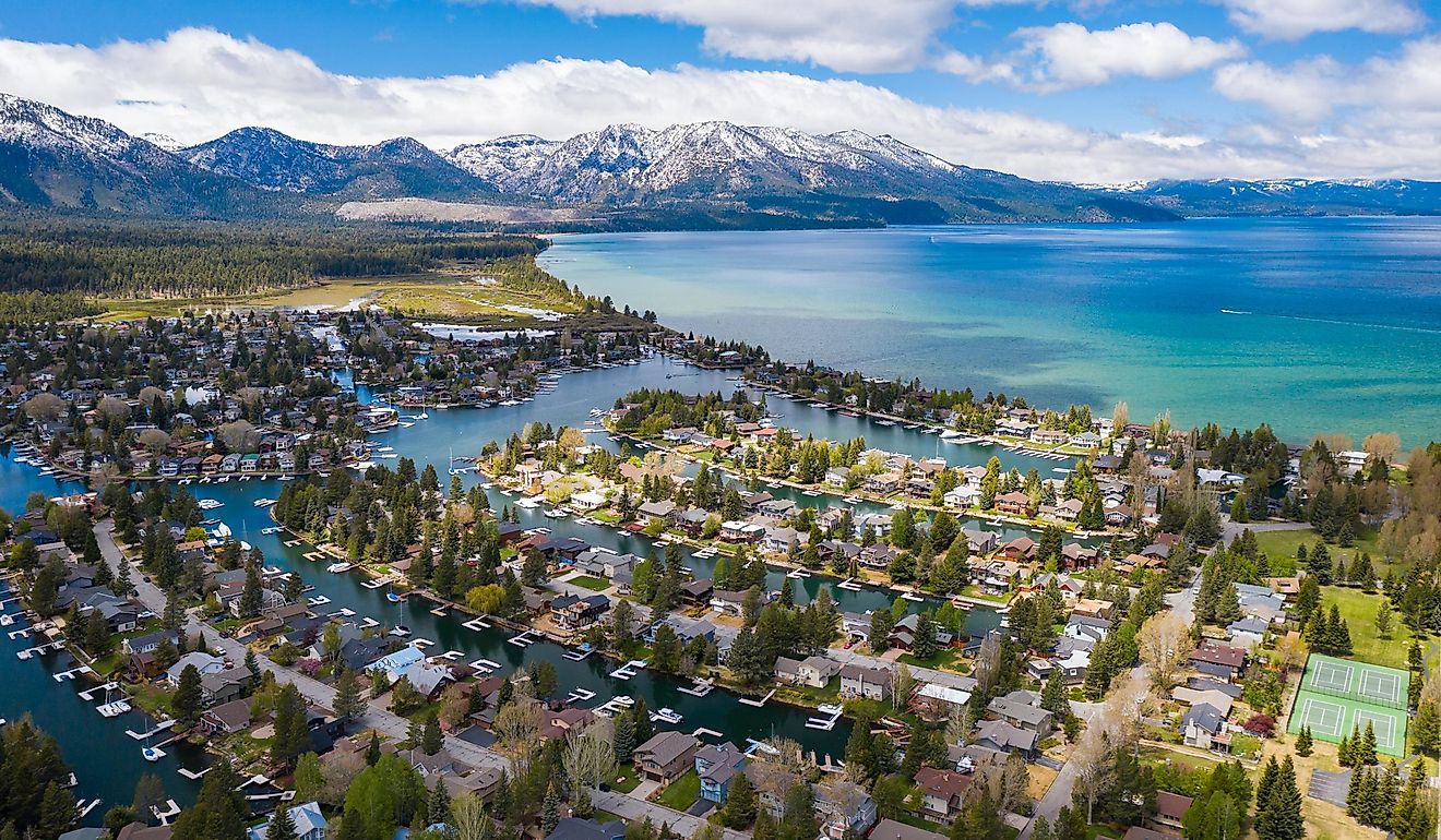 South Lake Tahoe Keys in Summer on Sunny Day with Clear Waters