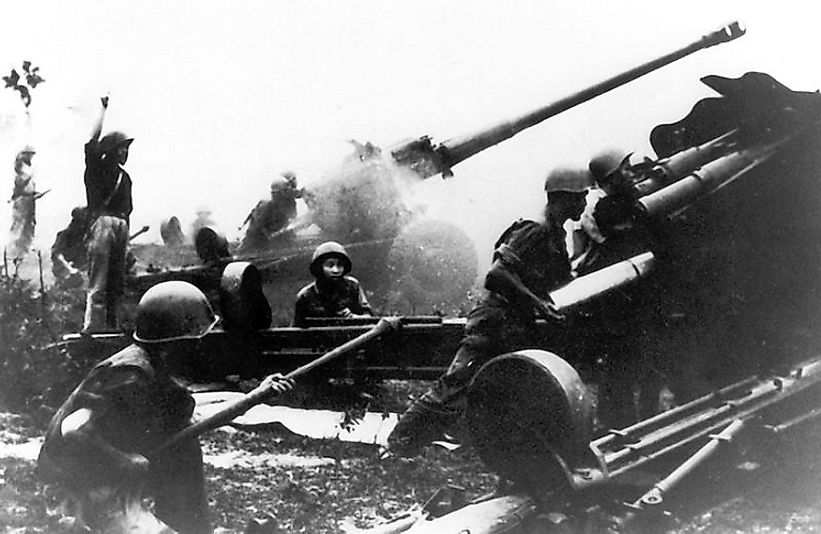 North Vietnamese artillery unit in action near Kon Tum, Vietnam during the Easter Offensive.