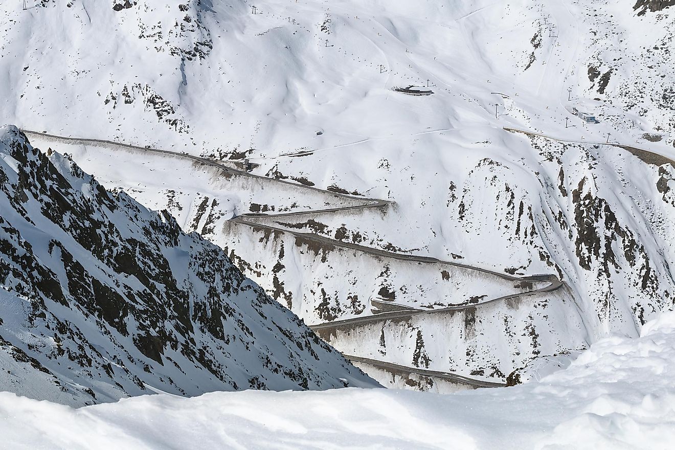 The Ötztal Glacier Road, in Austria, is one of the highest paved roads in Europe. 