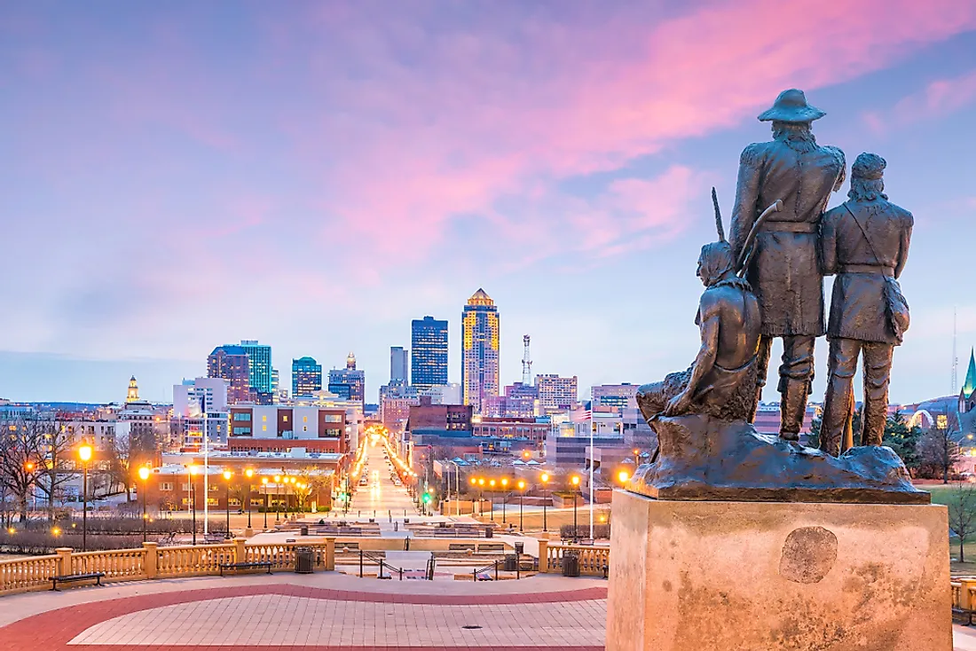 The skyline of Des Moines, Iowa. 