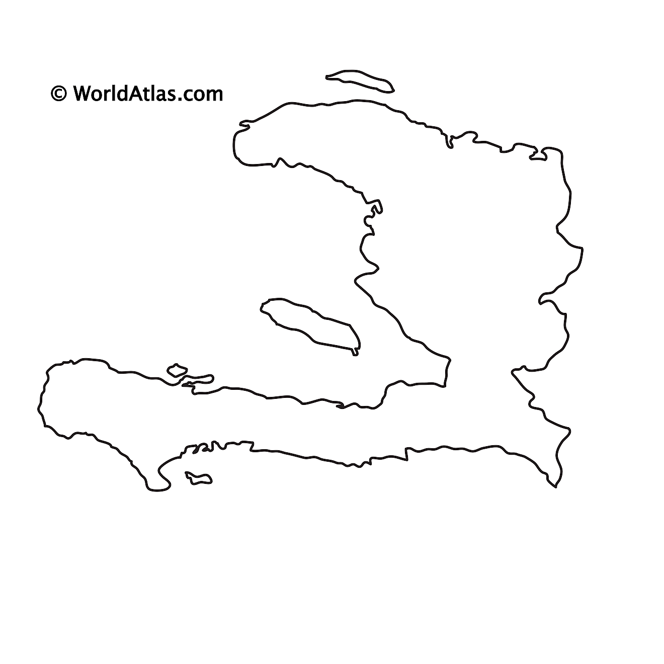 Mapa de contorno en blanco de Haití