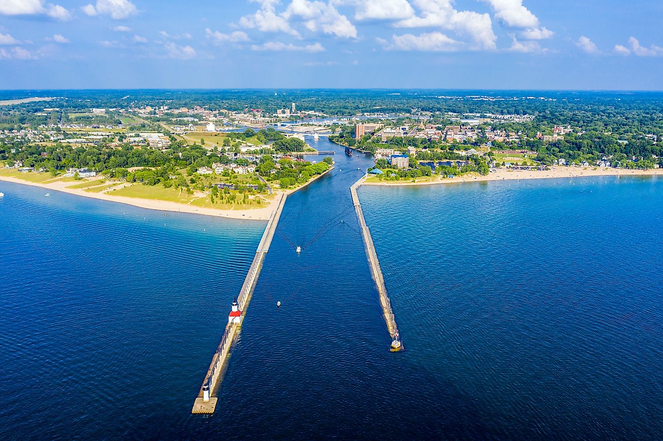 Aerial view of St. Joseph, Michigan.