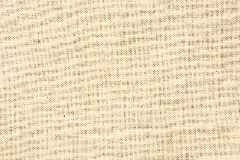 Plain-woven, unbleached calico cotton fabric.