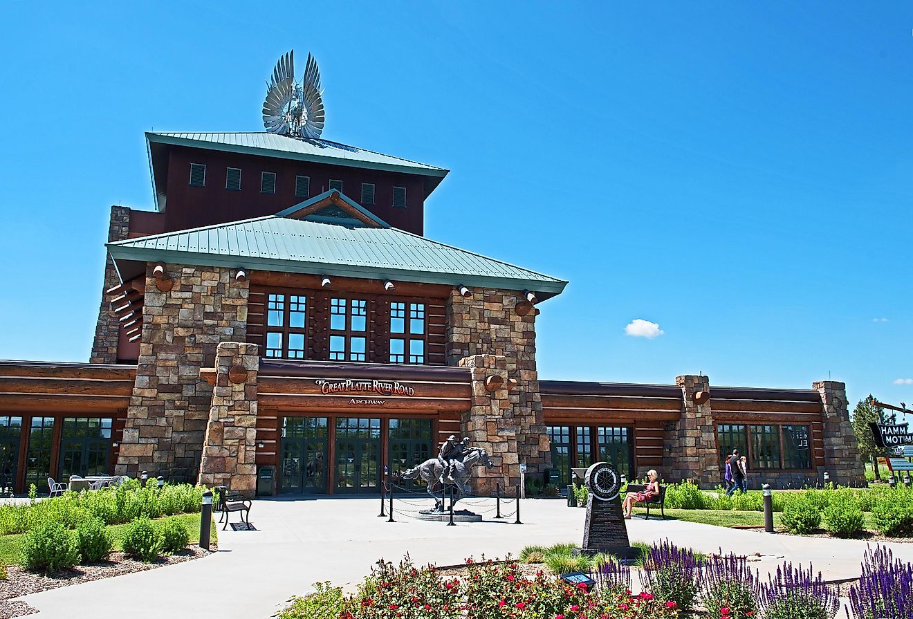 Kearney, NebraskaUSA - June 7 2019: spanning the busy interstate 80 in Nebraska, the Archway Monument offers a unique historical exhibit that brings American history to life.