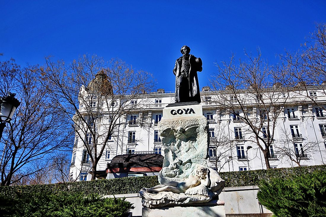 A sculpture dedicated to Francisco de Goya in Madrid, Spain. 