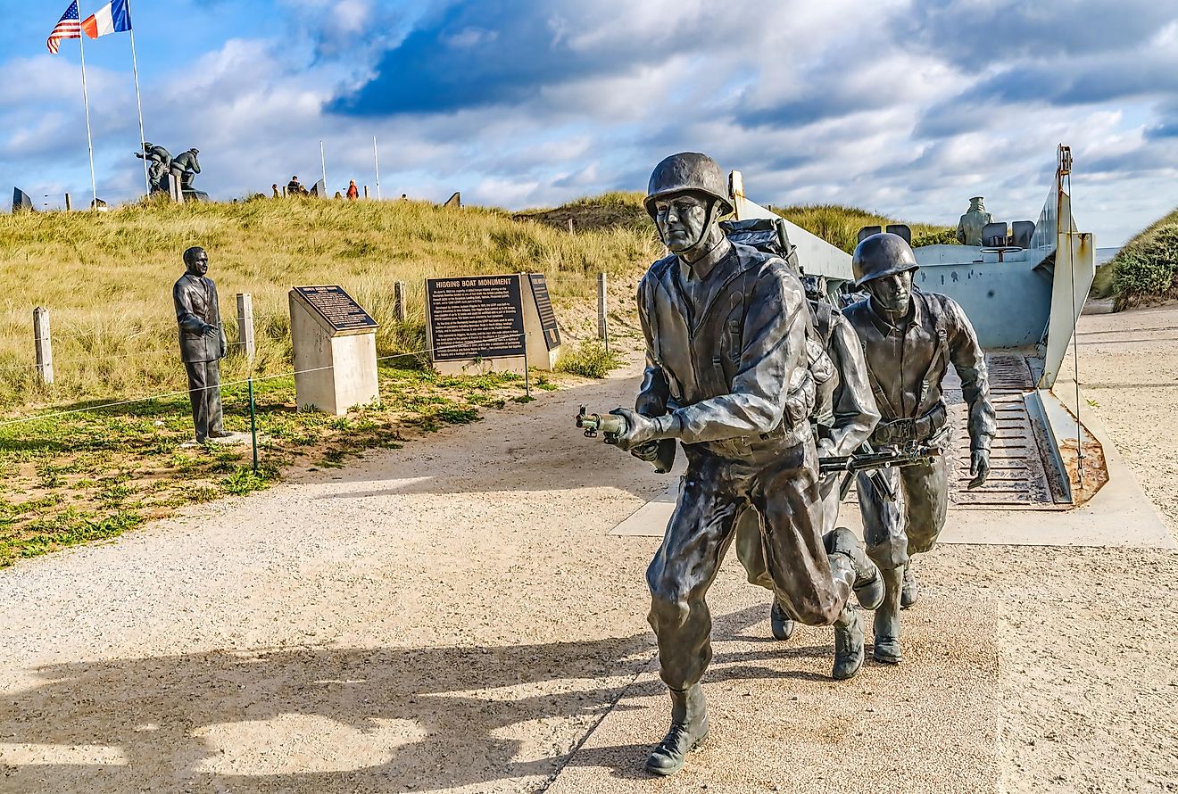 Higgins Boat Memorial in memory of the seamen who took part in the Normandy landing. Editorial credit: Bill Perry / Shutterstock.com