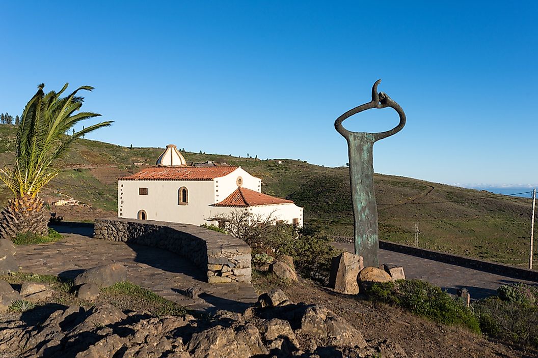 Whistled language monument at Iglesia de San Francisco in La Gomera, Canary Islands.