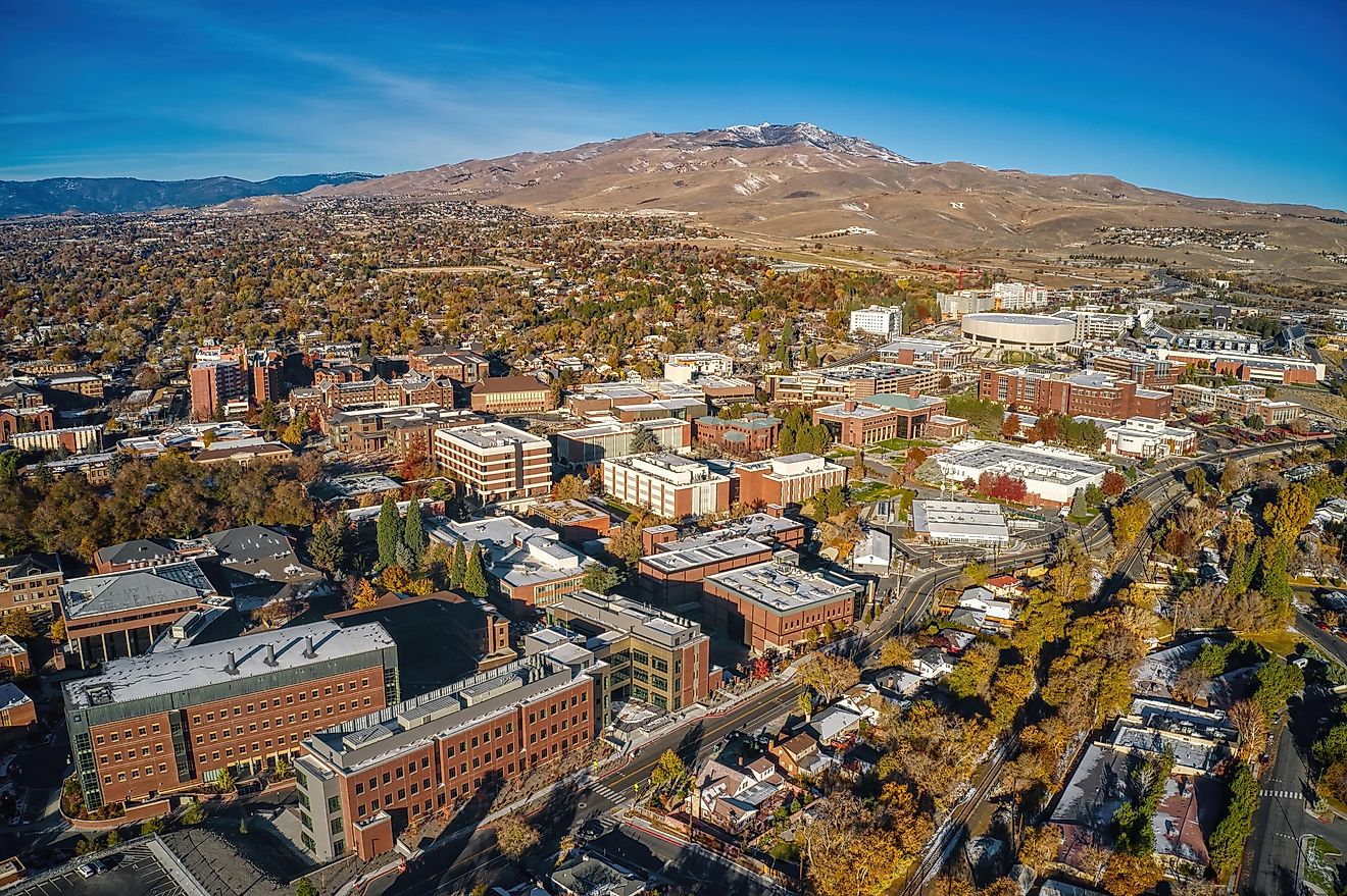 Aerial view of a college campus in Carson City, Nevada.