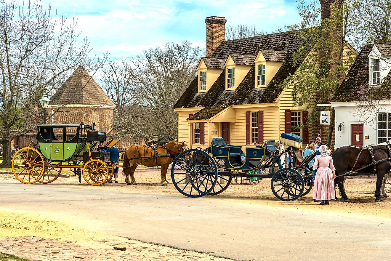  Horse drawn carriage tours in Williamsburg, Virginia. Editorial credit: Daniel Reiner / Shutterstock.com