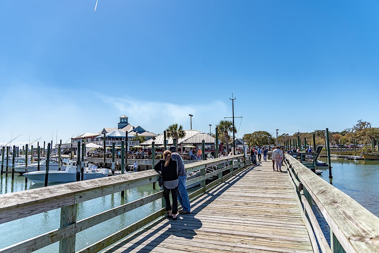 Murrells Inlet, South Carolina: The Marsh Walk begins to see more tourists as summer quickly approaches. Editorial credit: Chris Perello / Shutterstock.com