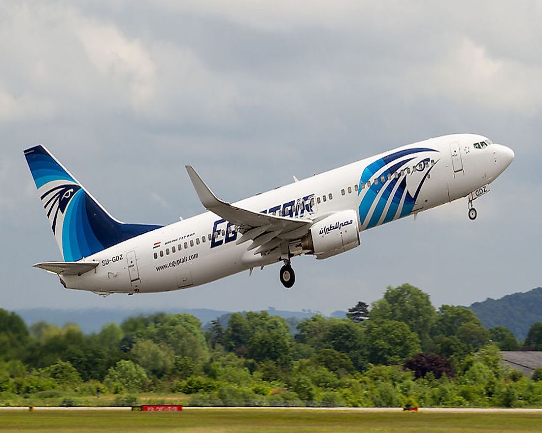 An EgyptAir flight right after take-off.