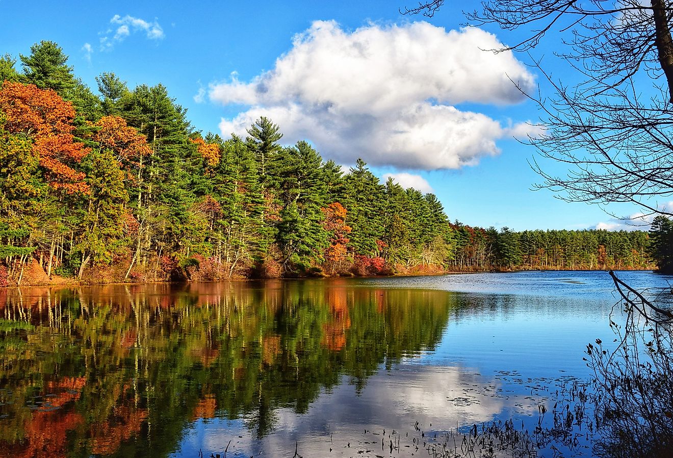 Tarbox Pond, West Greenwich, Rhode Island, sporting autumn colors.