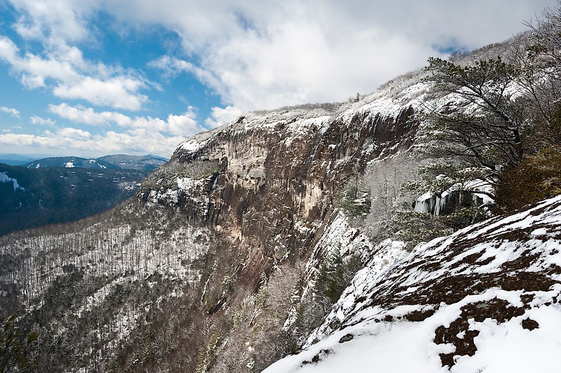 Snow on the mountains of North Carolina. 