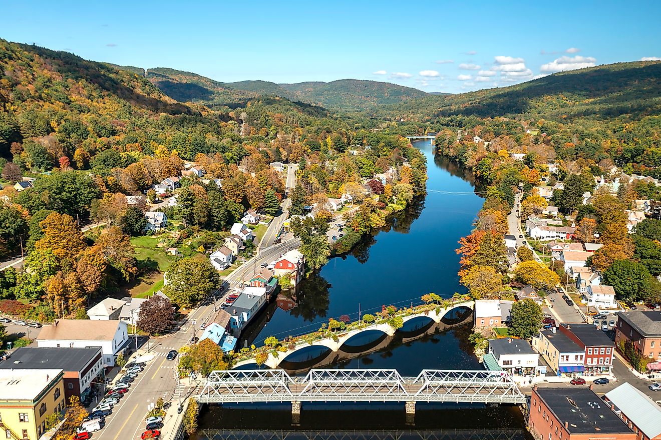 The Bridge of Flowers spans the Deerfield River in Shelburne, Massachusetts.