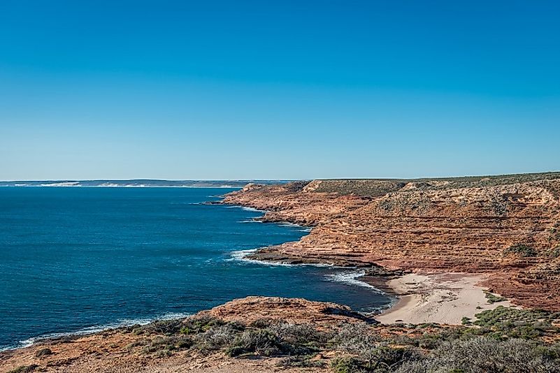 Limestone cliff coastline where the Nullarbor Plain meets the Indian Ocean along the Great Australian Bight.