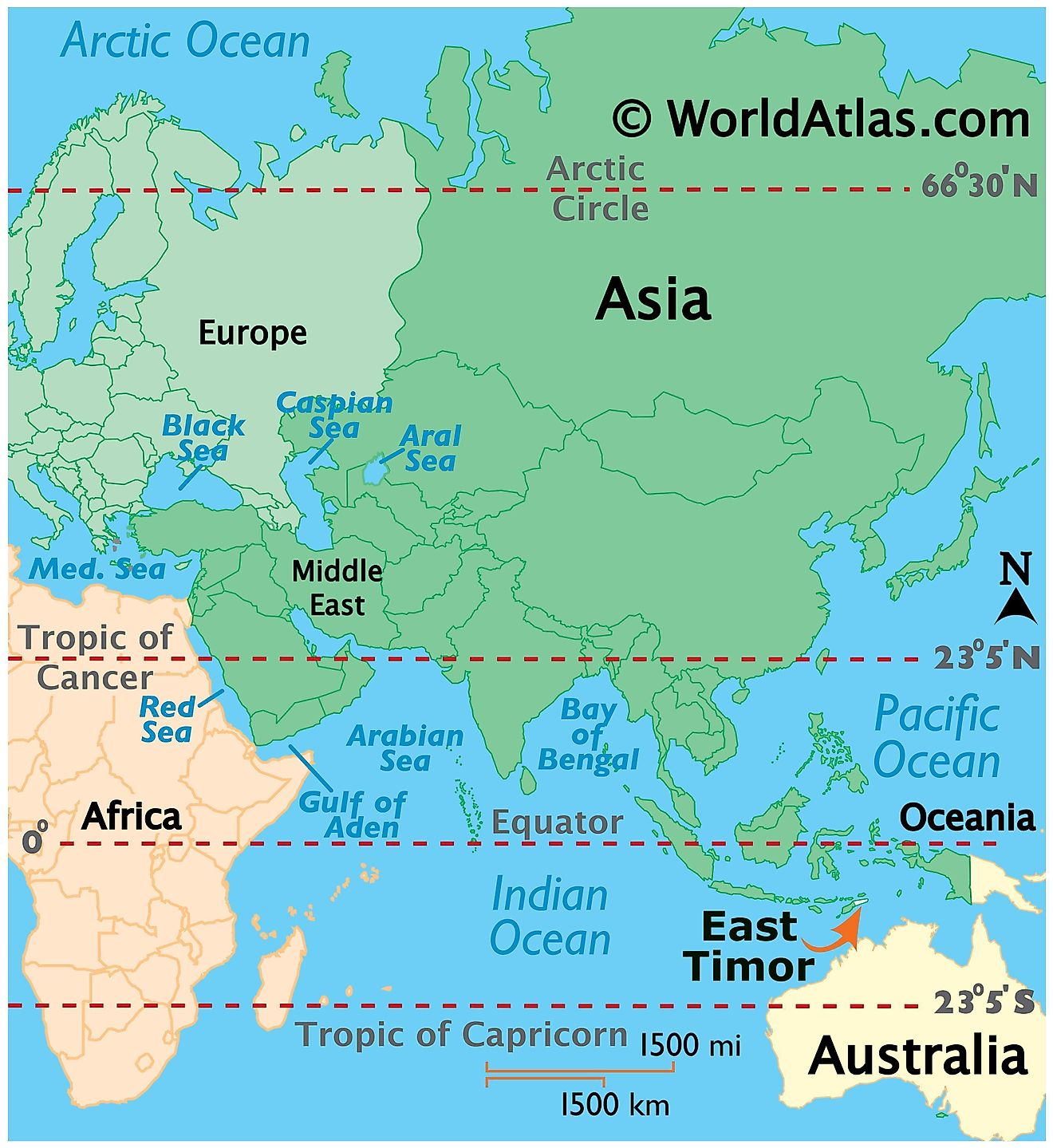 Map showing location of Timor-Leste in the world.
