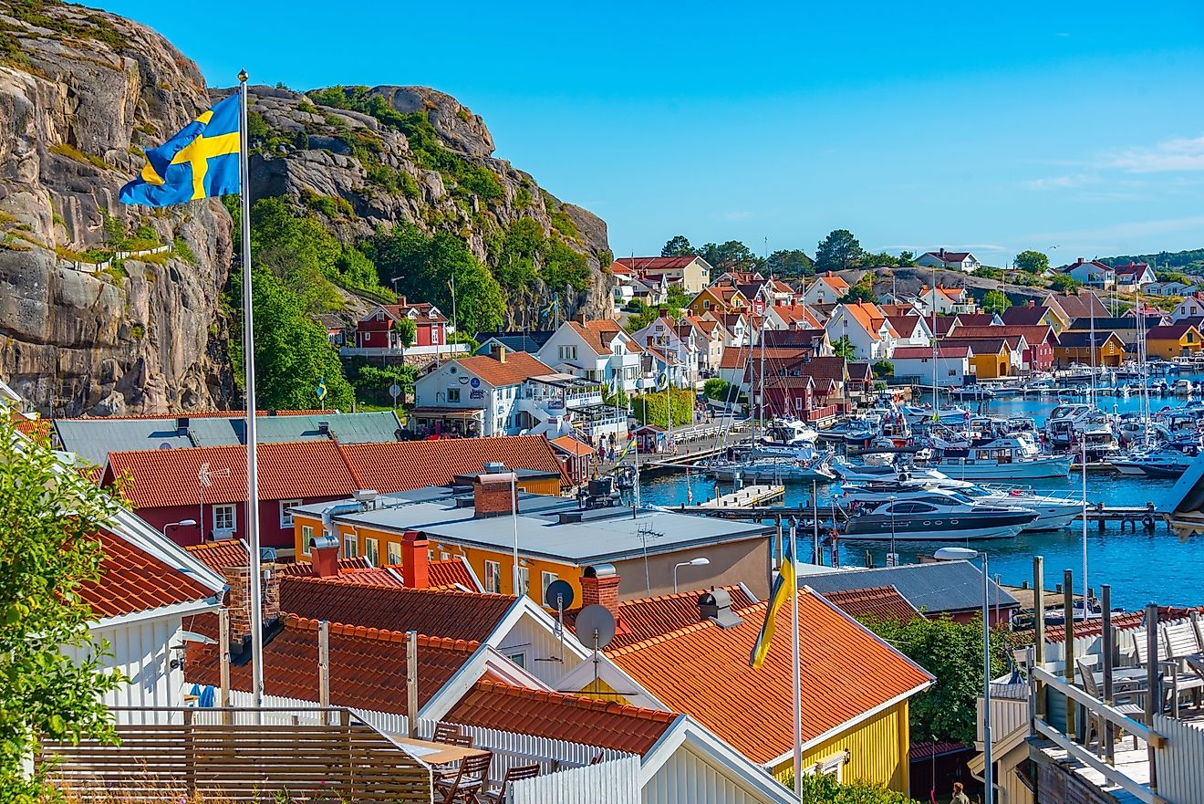 Panorama view of Swedish town Fjällbacka.