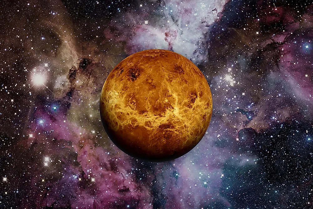 A 3D rendering of Venus.