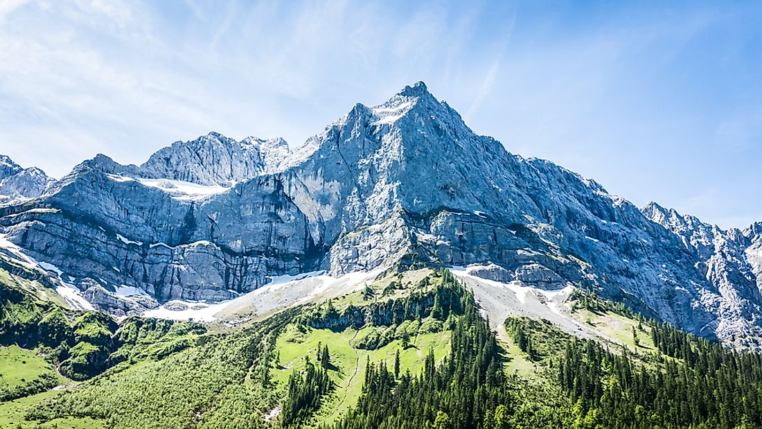 Alpine tree lines mark the highest point on a mountain that trees that thrive.