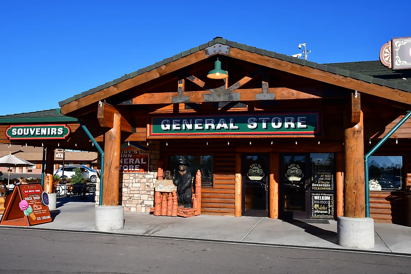 General store at Ruby’s Inn in Bryce Canyon City, Utah. Editorial credit: Pack-Shot / Shutterstock.com