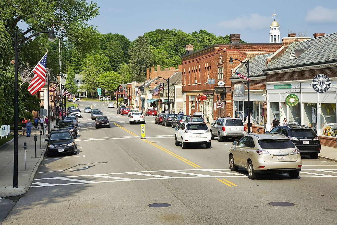 Storefronts in historic Concord, Massachusetts. Image credit Joseph Sohm via Shutterstock